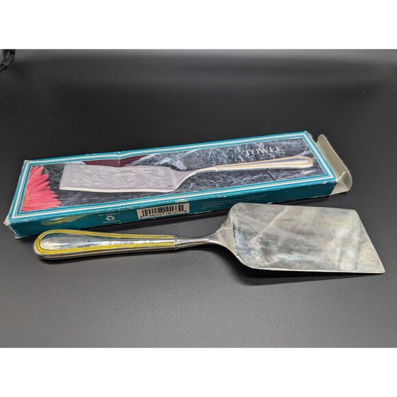 Vtg '94 Towle Silversmiths Silver Plated with Gold Accent Beaded Lasagna Server - Picture 4 of 5